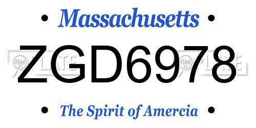 ZGD6978 Massachusetts License Plate