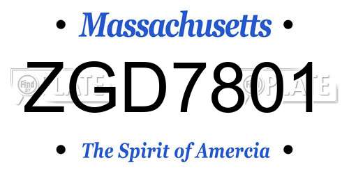 ZGD7801 Massachusetts License Plate