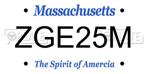 ZGE25M Massachusetts License Plate