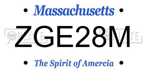ZGE28M Massachusetts License Plate