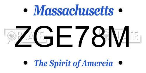 ZGE78M Massachusetts License Plate