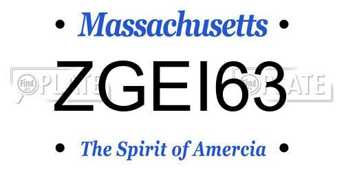 ZGEI63 Massachusetts License Plate
