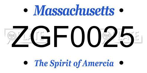 ZGF0025 Massachusetts License Plate