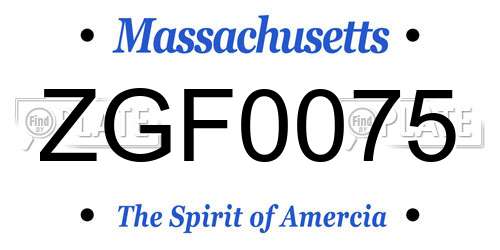 ZGF0075 Massachusetts License Plate