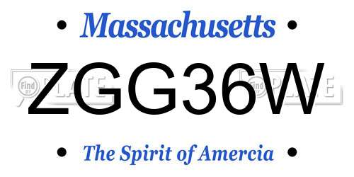 ZGG36W Massachusetts License Plate