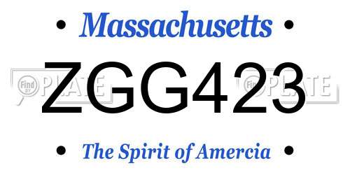 ZGG423 Massachusetts License Plate