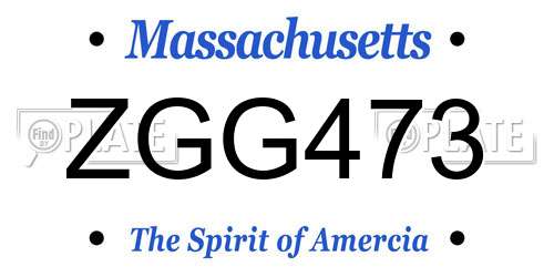 ZGG473 Massachusetts License Plate