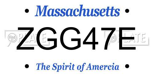 ZGG47E Massachusetts License Plate