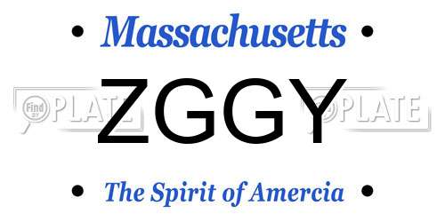 ZGGY Massachusetts License Plate