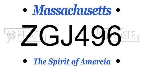 ZGJ496 Massachusetts License Plate