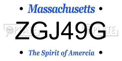 ZGJ49G Massachusetts License Plate