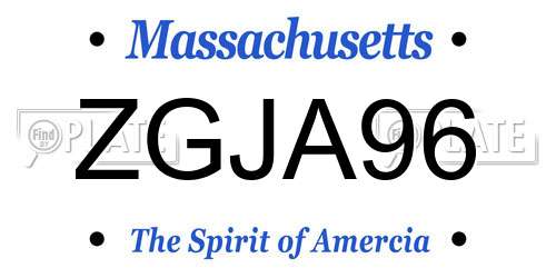 ZGJA96 Massachusetts License Plate