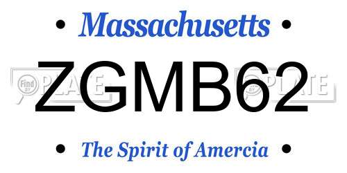 ZGMB62 Massachusetts License Plate