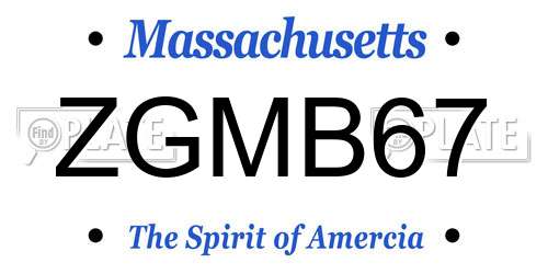 ZGMB67 Massachusetts License Plate