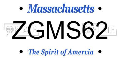 ZGMS62 Massachusetts License Plate