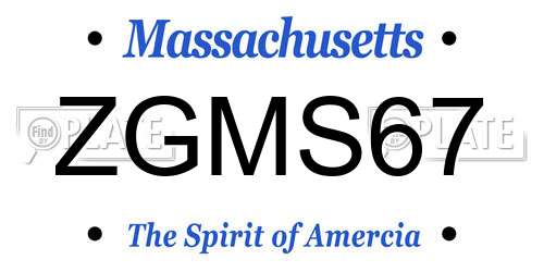 ZGMS67 Massachusetts License Plate