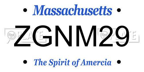ZGNM29 Massachusetts License Plate