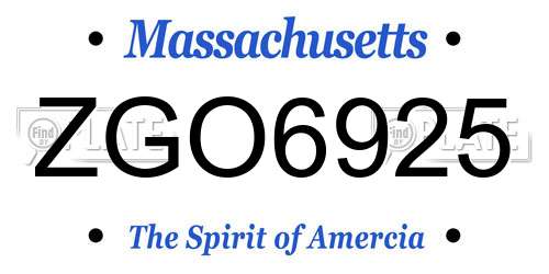 ZGO6925 Massachusetts License Plate