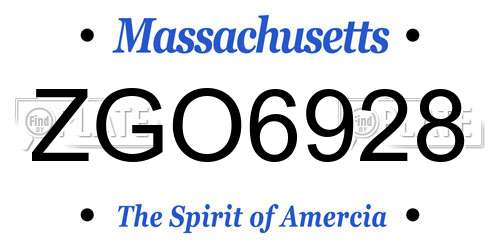 ZGO6928 Massachusetts License Plate