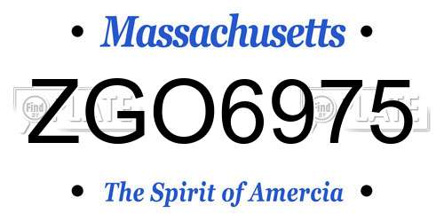 ZGO6975 Massachusetts License Plate