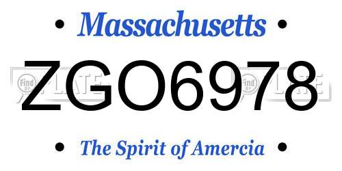 ZGO6978 Massachusetts License Plate