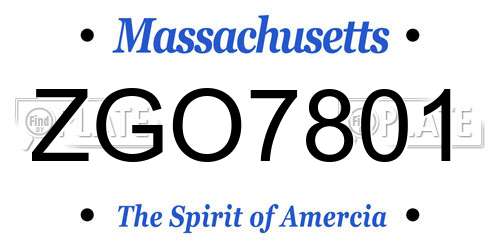 ZGO7801 Massachusetts License Plate