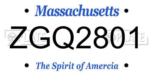 ZGQ2801 Massachusetts License Plate