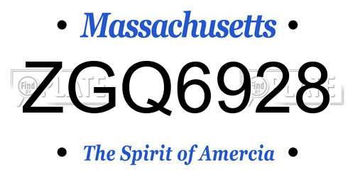 ZGQ6928 Massachusetts License Plate