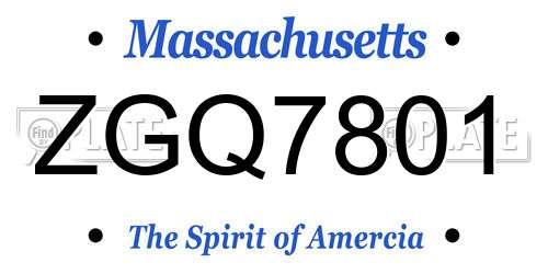ZGQ7801 Massachusetts License Plate
