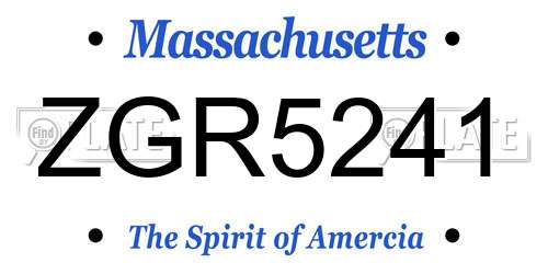 ZGR5241 Massachusetts License Plate