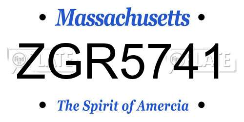 ZGR5741 Massachusetts License Plate