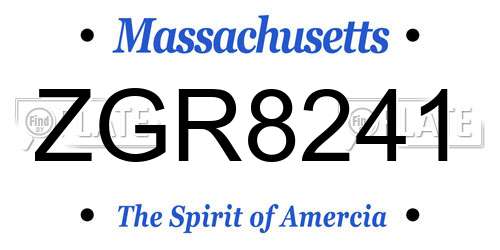 ZGR8241 Massachusetts License Plate