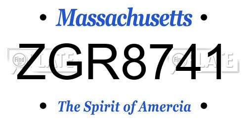 ZGR8741 Massachusetts License Plate