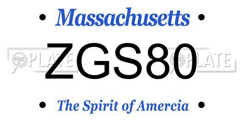 ZGS80 Massachusetts License Plate