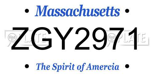 ZGY2971 Massachusetts License Plate