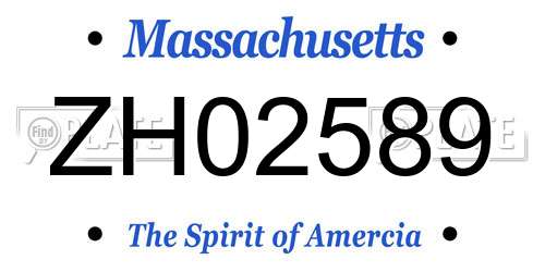ZH02589 Massachusetts License Plate