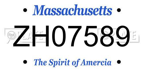ZH07589 Massachusetts License Plate