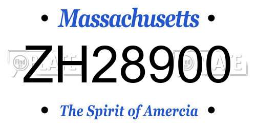 ZH28900 Massachusetts License Plate
