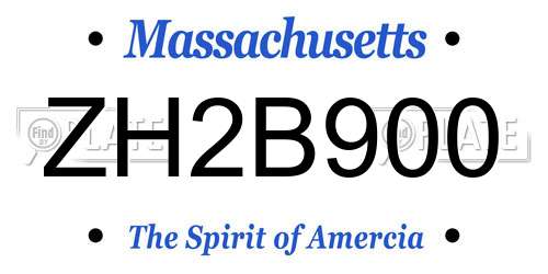 ZH2B900 Massachusetts License Plate