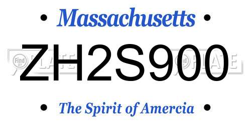ZH2S900 Massachusetts License Plate