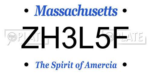 ZH3L5F Massachusetts License Plate