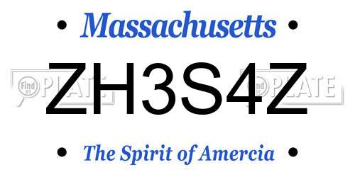 ZH3S4Z Massachusetts License Plate