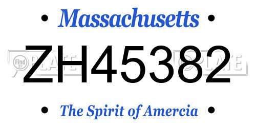 ZH45382 Massachusetts License Plate