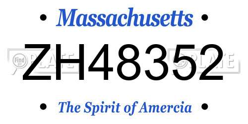 ZH48352 Massachusetts License Plate