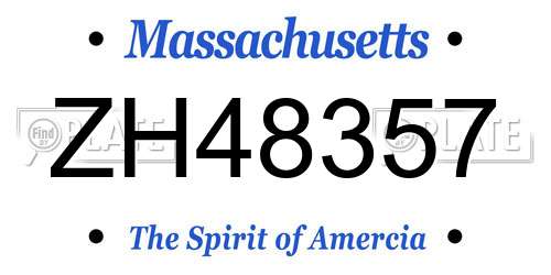 ZH48357 Massachusetts License Plate