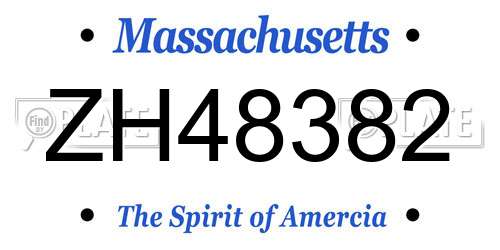 ZH48382 Massachusetts License Plate