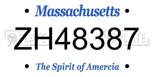 ZH48387 Massachusetts License Plate