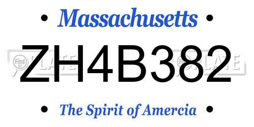 ZH4B382 Massachusetts License Plate