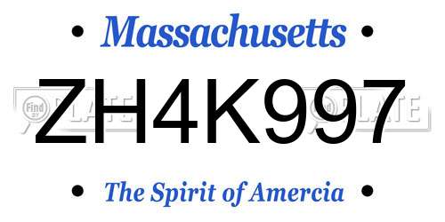 ZH4K997 Massachusetts License Plate