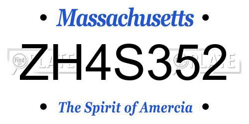 ZH4S352 Massachusetts License Plate